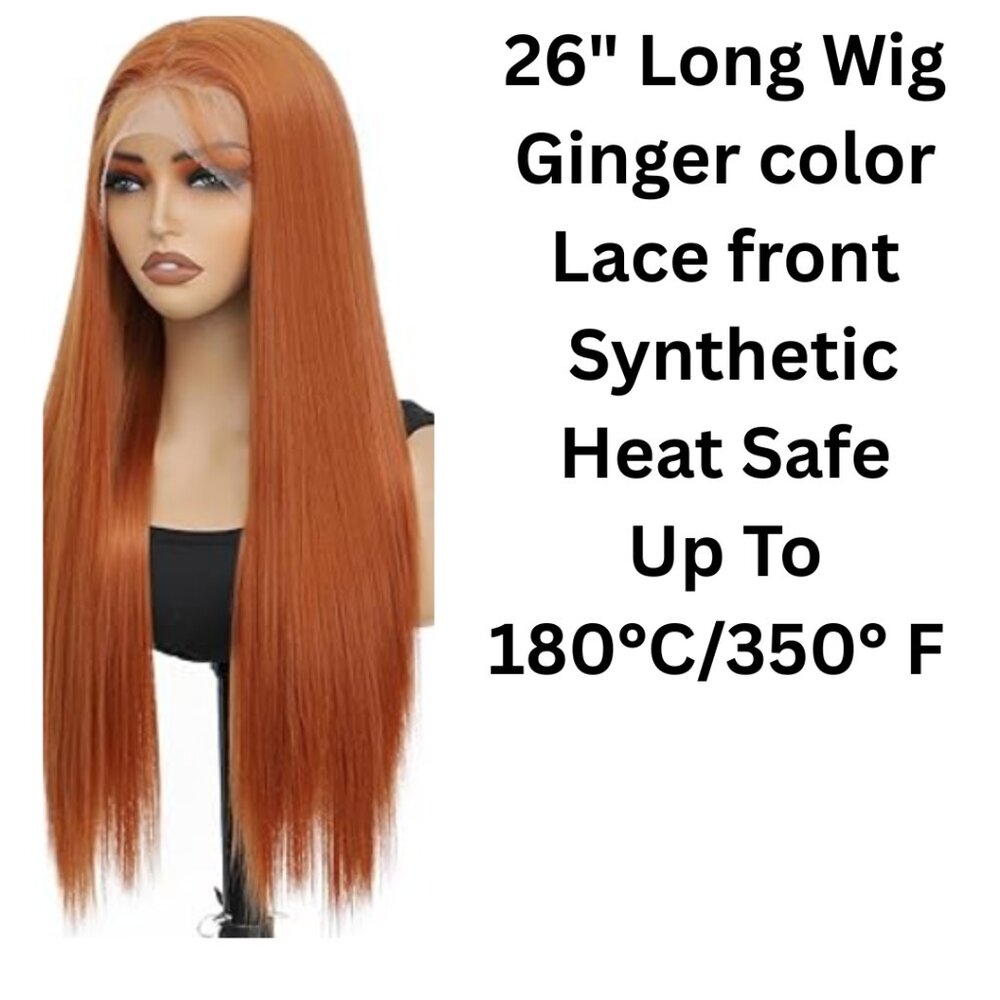 Ginger Wig 26" Long Straight Hair Lace Front Synthetic Cosplay Costume Brand New